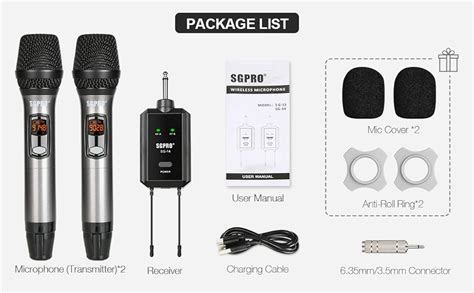 SGPRO Dual Handheld Headset Portable Wireless Microphone Set With