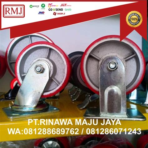 Jual Roda Troli Roda Trolley Pu Merah Inch Heavy Duty Set Hidup