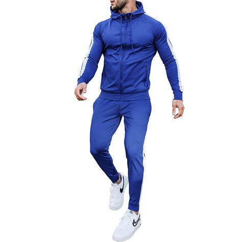 Mens Contrast Stripe Track Suit Blue 3xl December Clearance