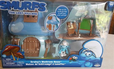 Smurfs The Lost Village Mushroom House Playset With Brainy Smurf Figure