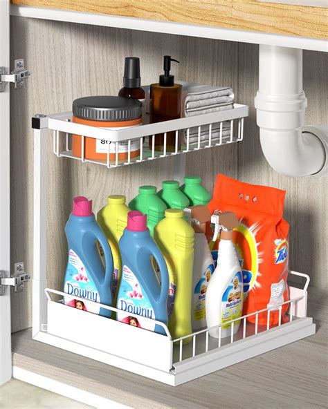 Under Sink Organizer Metal Pull Out Kitchen Cabinet Organizer With