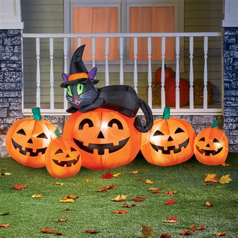 The Holiday Aisle Pumpkin Witch Cat Halloween Outdoor Inflatable