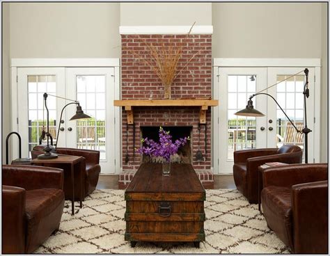 Painting Red Brick Fireplace More Grey And Brown Living Room Living