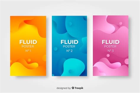 Colección de póster con formas fluidas Vector Gratis