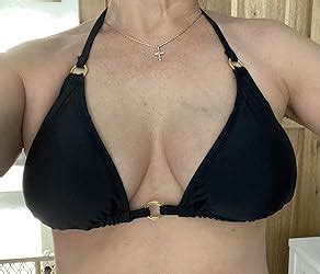 Amazon Axesea Womens Halter Bikini Top Sexy Triangle Padded Push Up Lacing Swim Top V Neck