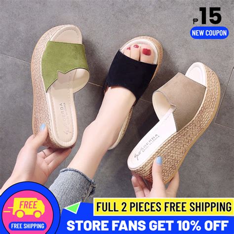 New Style Slippers Women S Suede Sandals Thick Soled High Heels