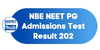 Nbe Neet Pg Admissions Test Result Sarkari Result Avsarhub