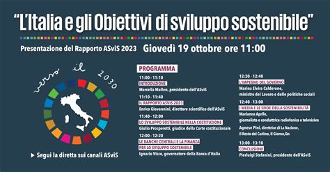 Presentazione Del Rapporto Asvis Sullo Sviluppo Sostenibile L