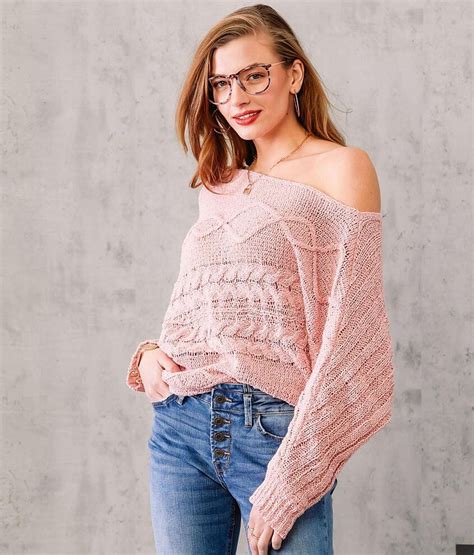 Willow And Root One Shoulder Cable Knit Sweater Womens Sweaters In