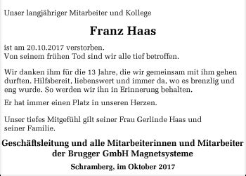 Traueranzeigen von Franz Haas Schwarzwälder Bote Trauer