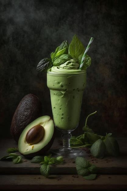 Batido De Aguacate Verde Batido Delicioso Y Saludable Foto Premium