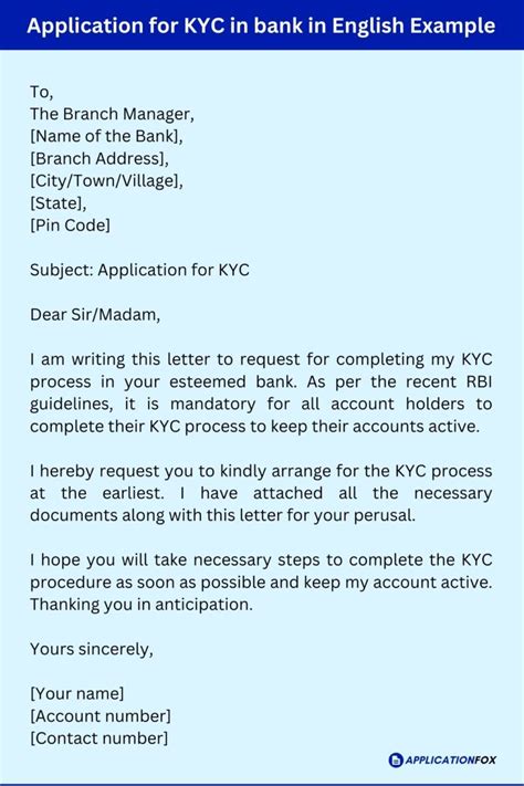 Application For Kyc Update In Bank Samples Formatting Tips And Faqs