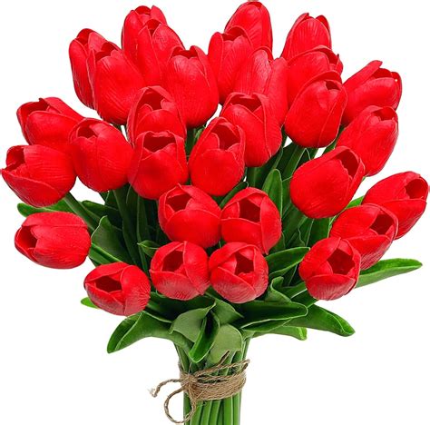 Amazon Florralia Red Fake Tulips Artificial Flowers Pcs