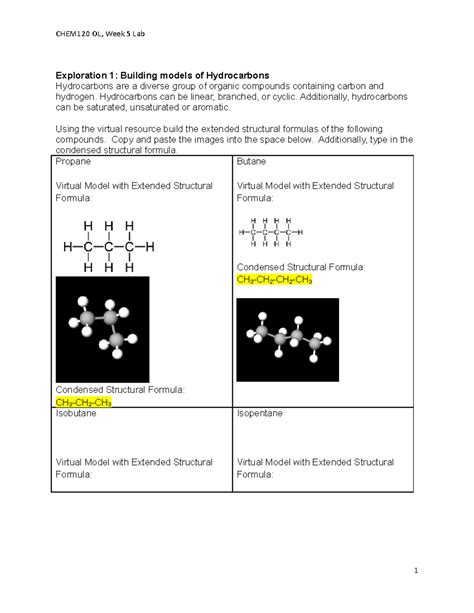 Ol Lab Organic Chemistry Exploration Building Models Of