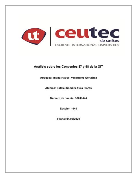 Analisis De Los Convenios 87 Y 98 De La Oit Estela Avila 30811444