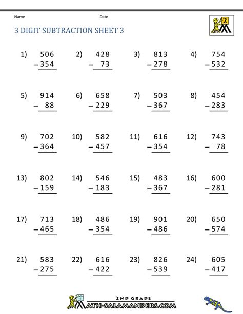 Free Subtraction With Regrouping Worksheets