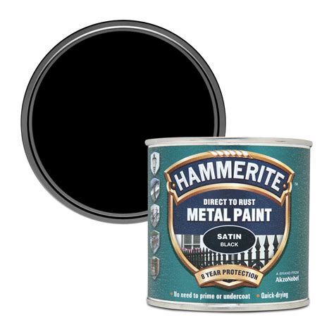 Hammerite Metal Paint 250ml Satin Black Diy Bandm