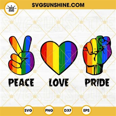 Peace Love Pride Svg Gay Pride Svg Rainbow Hand Svg Lgbt Month Svg