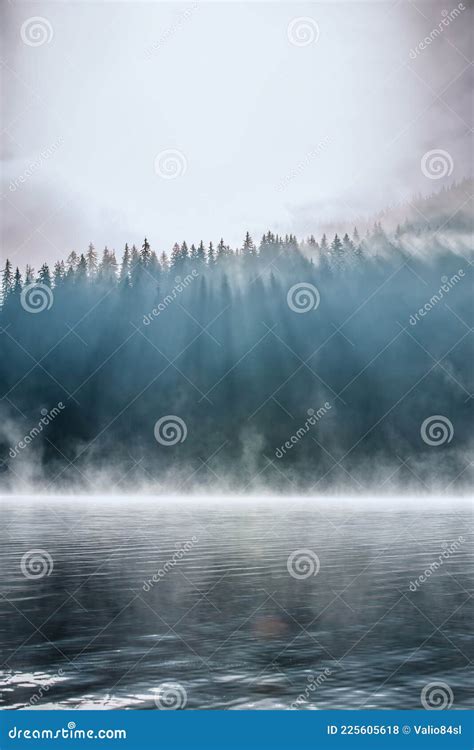 Morning Fog On The Lake Stock Photo Image Of Mountains 225605618