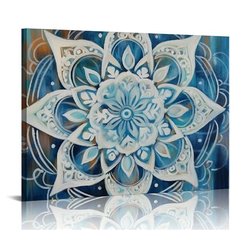 Nawypu Mandala In Blue Ii Canvas Wall Art Print Mandala Artwork