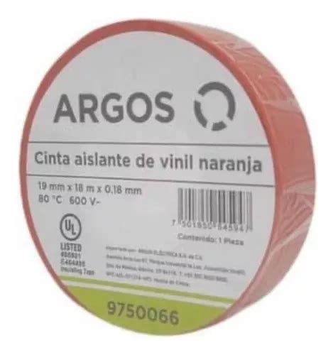 Cinta De Aislar Naranja Marca Argos 19mm 18 Metros MercadoLibre