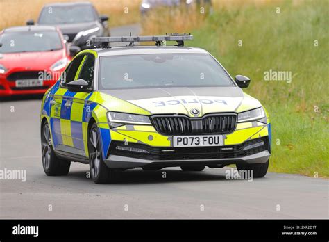 Skoda Police Car Arriving At The Cops And Cars Show At The Motorist In
