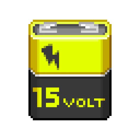 An 8 Bit Retro Styled Pixel Art Illustration Of A 15 Volt Battery 19527059 Png