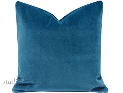 Velvet Pillow Cover Teal Velvet Cyan Blue 20x20 Etsy Canada Velvet