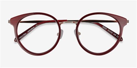 Jezzie Round Burgundy And Gold Frame Glasses For Women Eyebuydirect