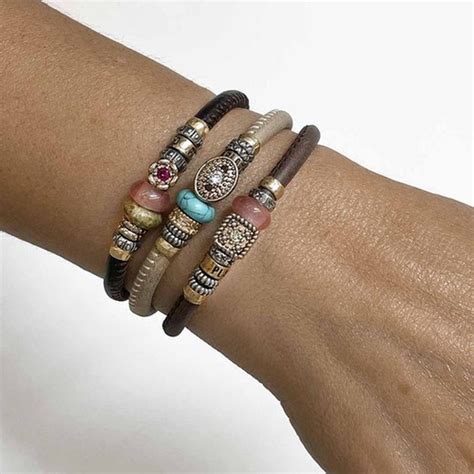 Wb X Pulsera Platadepalo De Cuero Para Mujer Joyeria Pont