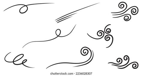 Doodle Sketch Style Wind Gust Cartoon Stock Vector (Royalty Free ...