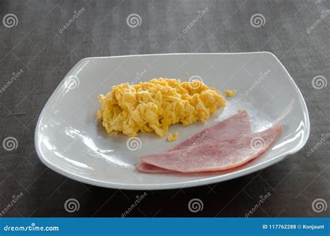 American Breakfast With Scrambled Egg Stock Photo Image Of Orange