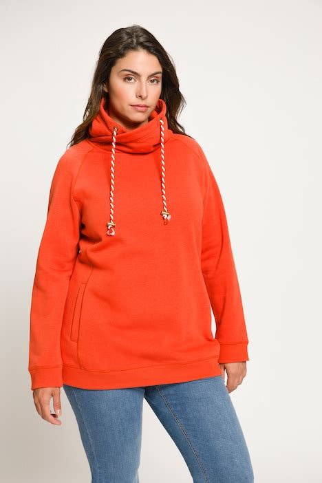 Sweat Shirt Col Montant Et Vas Poches Et Manches Raglan Safran