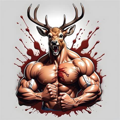 Premium Photo Muscular Deer Illustration Suitable For Fitness Logos