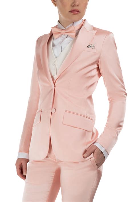 Blush Pink Satin Peak Lapel Tuxedo Jacket Little Black Tux