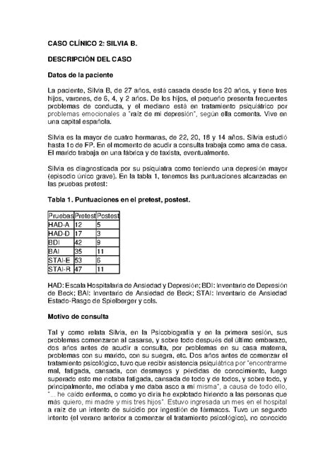 Caso Cl Nico Silvia Caso Cl Nico Silvia B Descripci N Del