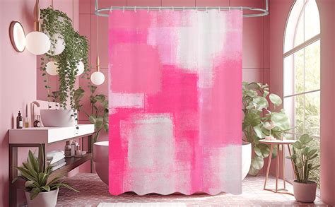 Mitovilla 4 Pcs Hot Pink Ombre Shower Curtain Sets With