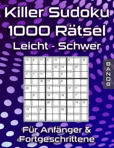 1000 Killer Sudoku Rätsel in Leicht bis Schwer Summen Sudoku