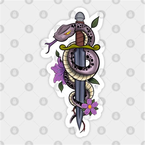 Snake And Dagger Tattoo Flash Dagger Tattoo Sticker Teepublic