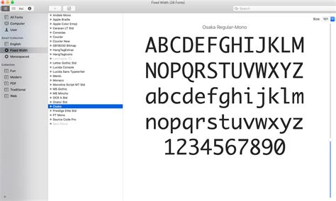 Monospaced Fonts and Fixed Width Type Faces Available on Mac