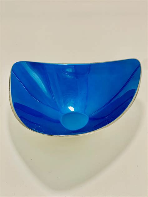 Mid Century Reed And Barton Blue Enamel Bowl Etsy