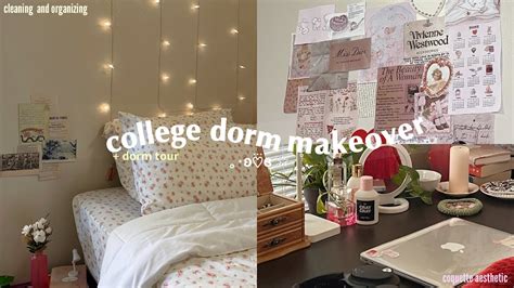 Dorm Tour College Move In Vlog 🍓Ⱄⱄ Extreme Dorm Makeover Soft Coquette Aesthetic ࣪ ࣭ 🦢 🩰