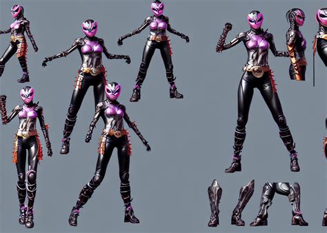 Prompthunt Female Kamen Rider Character Concept Art Sprite Sheet Of