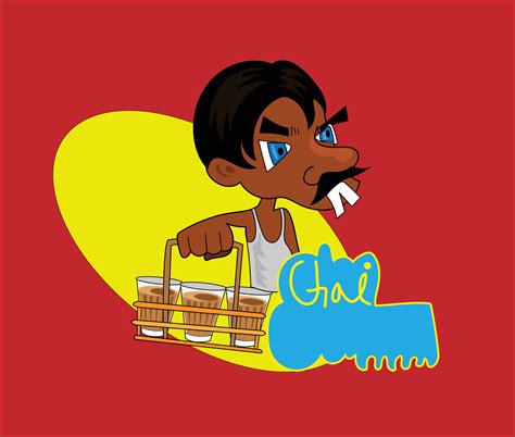 Chai Wala Cartoon Character Indian Pakistani Street Tea Seller