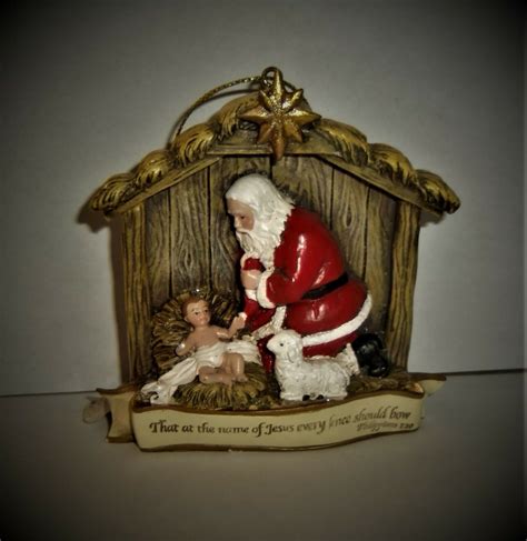 KNEELING SANTA Baby Jesus Creche Christmas Tree Ornament Gauer Roman ...