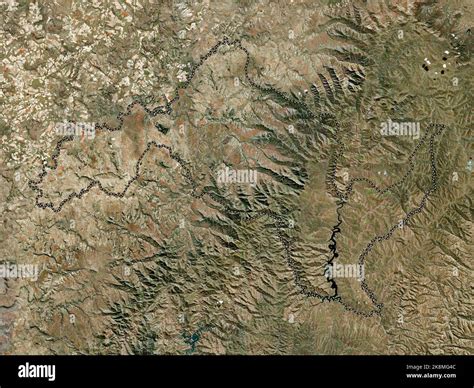 Leribe District Of Lesotho High Resolution Satellite Map Stock Photo