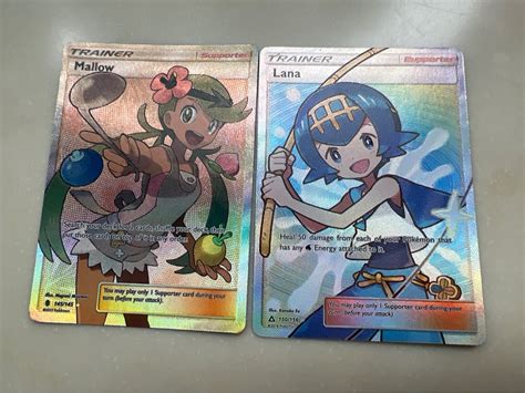 Pokemon Guardians Rising Mallow And Lana Full Art Fa Waifu Ultra Rare