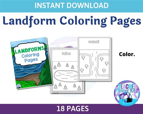 Landform Coloring Pages Science Worksheets 18 Earth Science Landform Worksheets Etsy