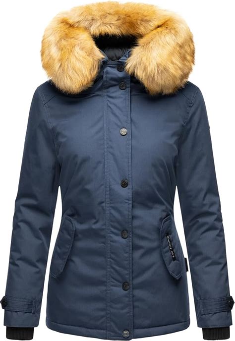 Navahoo Warme Damen Winter Jacke Winterjacke Parka Mantel Kunstfell