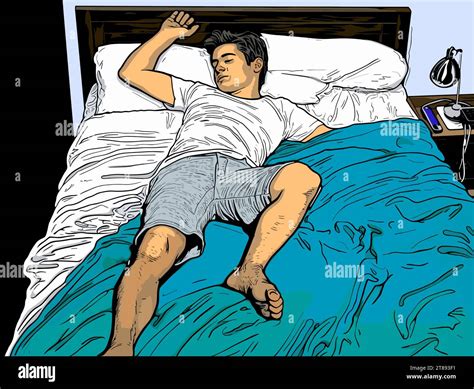 Man Bed With Pillow Stock Vector Images Alamy